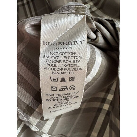 Burberry Grey Plaid Novacheck Men's Button Down Shirt L - Picture 4 of 5